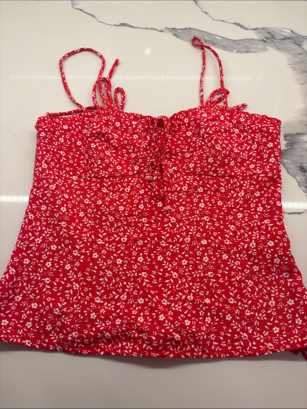 Zara Red Floral Spaghetti Strap Camisole